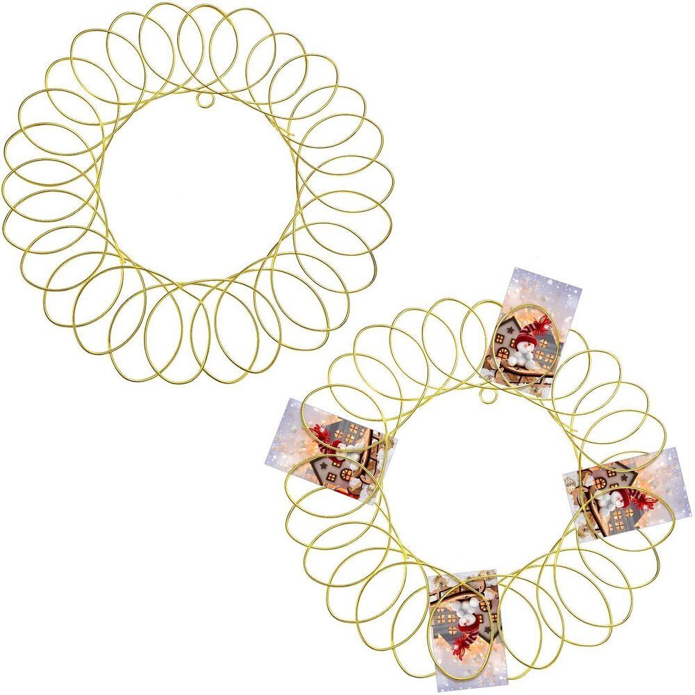 8456 2 Pcs Metal Christmas Card Holder Wall Display Christmas Card Wreath